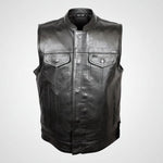 Open Road Men's Flannel Lined Leather Club Vest 