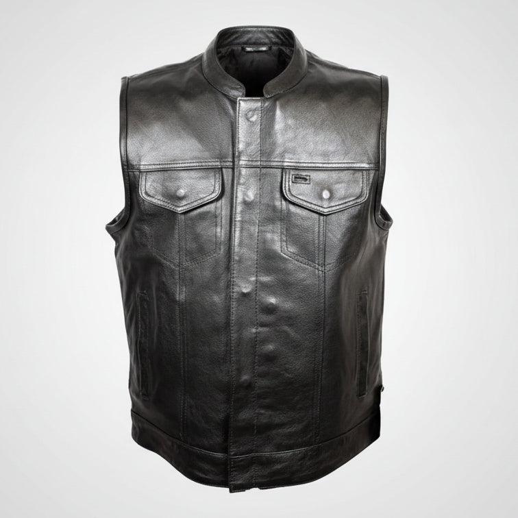 Open Road Men's Flannel Lined Leather Club Vest 