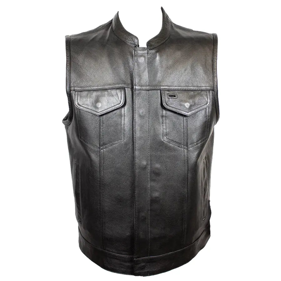 Gilet da club in pelle con interno in flanella da uomo Open RoadEX-STOCK Canada 
