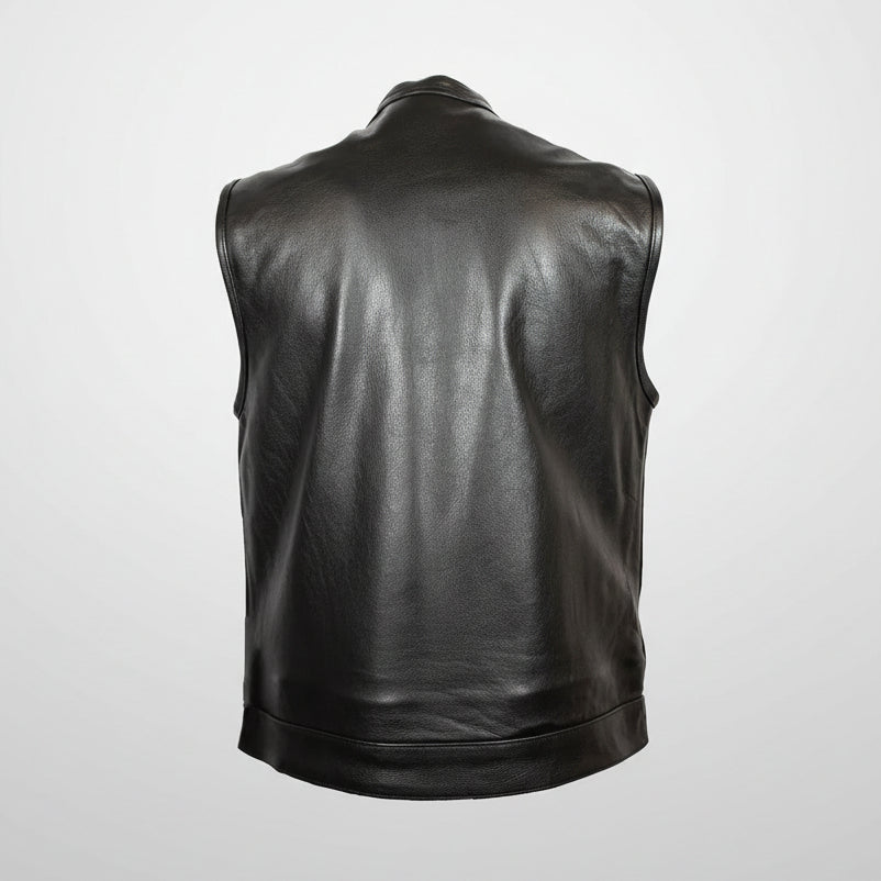 Gilet de club en cuir doublé en flanelle pour hommes Open Road 