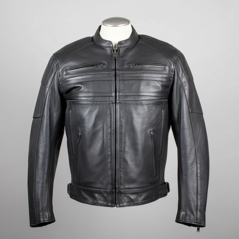 Open Road Men's Leather Armored Riding Jacket 