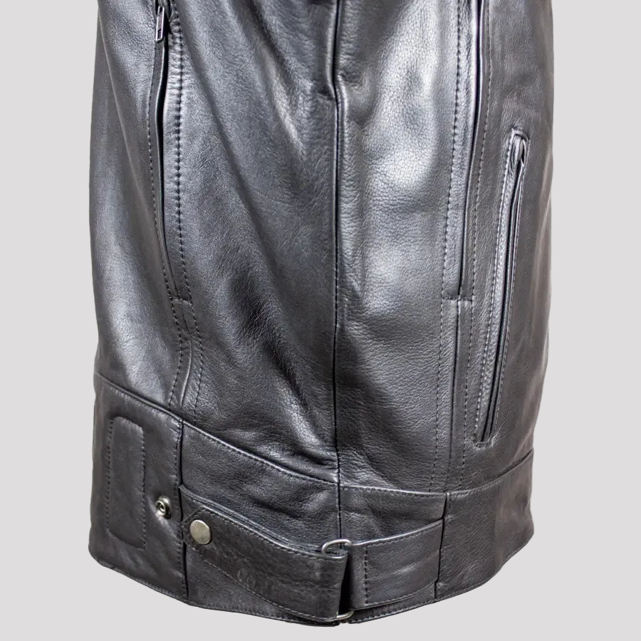 Open Road Men's Leather Armored Riding Jacket 
