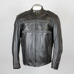 Open Road Men's Reflective Piping Leather Motorcycle Jacket 