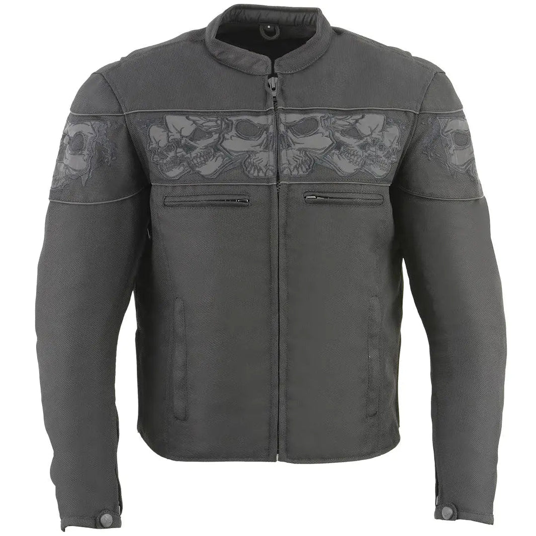 Chaqueta de motociclista de hombre Open Road con calavera reflectante y CorduraEX-STOCK Canada 