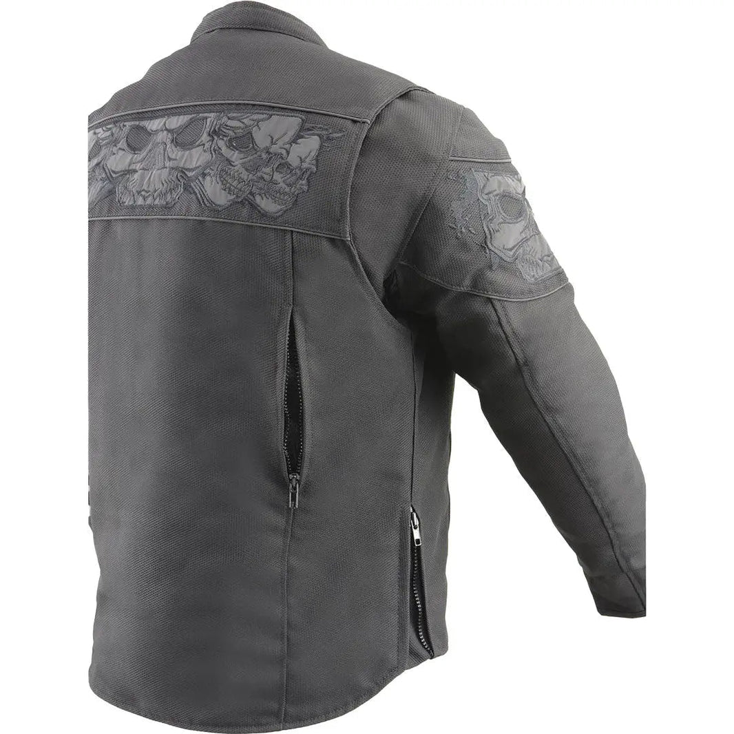 Chaqueta de motociclista de hombre Open Road con calavera reflectante y CorduraEX-STOCK Canada 