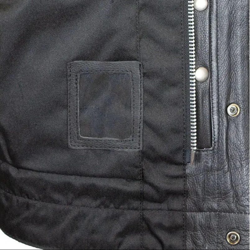 Gilet en cuir Upside pour hommes Open Road avec diamants noirs cousus 