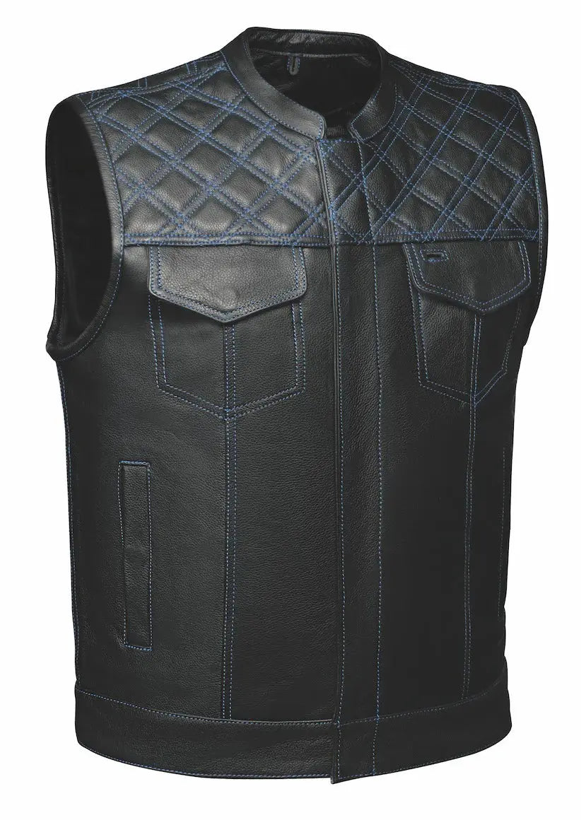 Chaleco de cuero Upside para hombre de Open Road con diamantes bordados en azulEX-STOCK Canada 