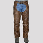 Open Road Men's Vintage Brown 4 Pocket Premium Leather Chaps 