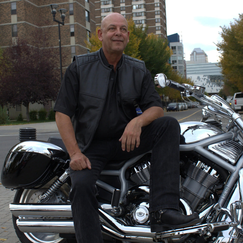 Open Road Herren Lederweste mit Reißverschluss und taktischem DesignEX-STOCK Canada 