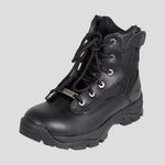 Open Road Women's Black Leather Tactical Lace-Up Boots with Side Zippers Entry 