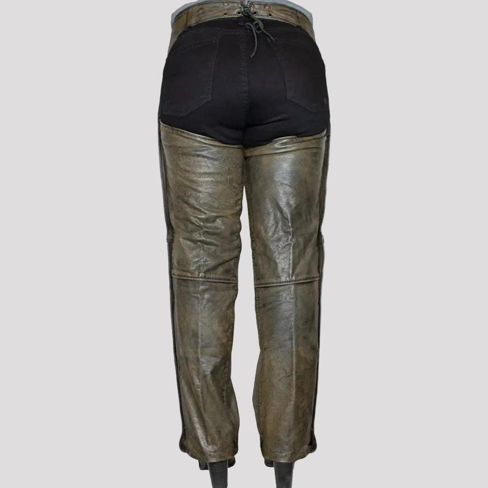 Open Road Women's Distressed Brown Leather Chaps 