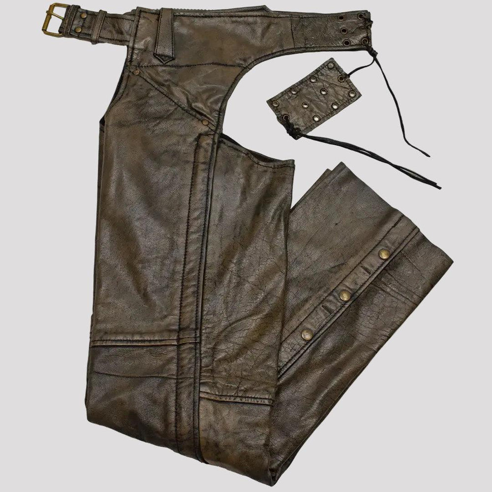 Open Road Women's Distressed Brown Leather Chaps 