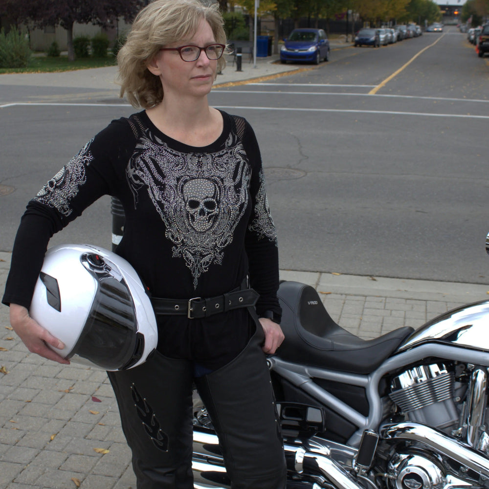 Polainas de cuero premium con incrustación Flame para mujer de Open RoadEX-STOCK Canada 