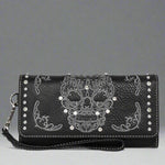 Cartera trifold de cuero sintético con calavera de azúcar para mujer de Open RoadEX-STOCK Canada 