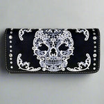 Cartera trifold de cuero sintético con calavera de azúcar para mujer de Open RoadEX-STOCK Canada 