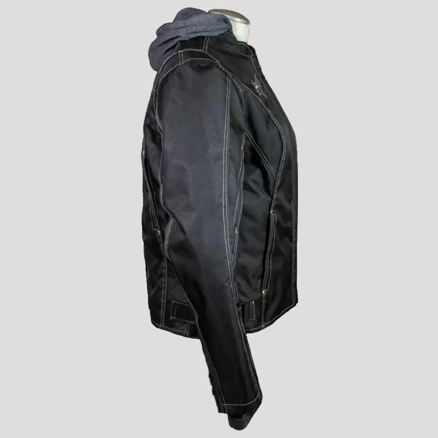 Open Road Women's Zip-Out Hoodie Reflective Textile Motorcycle Jacket 