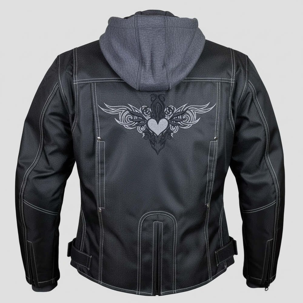 Veste Moto en Textile Réfléchissant pour Femmes Open Road avec Capuche Amovible à Fermeture Éclair 