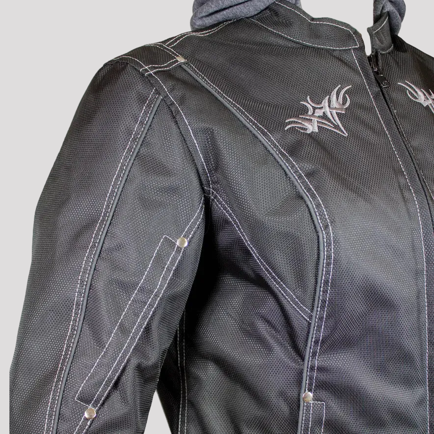 Veste Moto en Textile Réfléchissant pour Femmes Open Road avec Capuche Amovible à Fermeture Éclair 