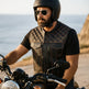 Chaleco de cuero Upside para hombre de Open Road con diamantes cosidos en naranjaEX-STOCK Canada 