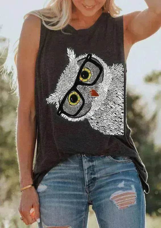 Owl Glasses Sleeveless Tank Top - EX-STOCK Canada