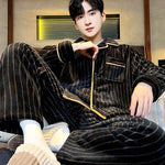 Pajamas Men's Autumn And Winter Thick Coral Fleece Suit  EX-STOCK CANADA