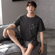 Pajamas Men's Summer Cotton Short Sleeve Shorts Suit  EX-STOCK CANADA