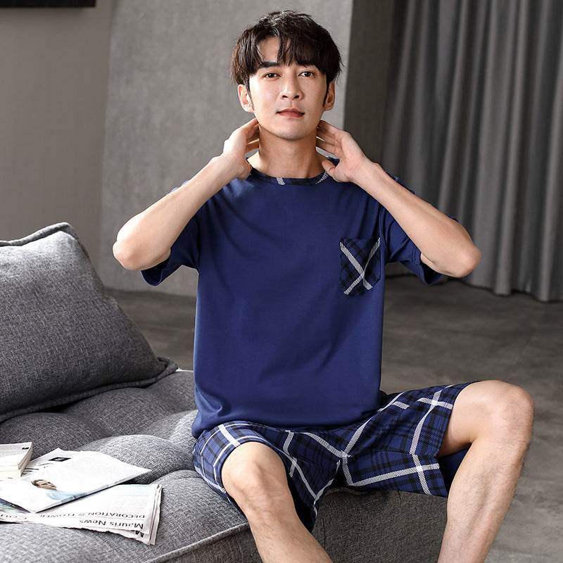 Pajamas Men's Summer Cotton Short Sleeve Shorts Suit  EX-STOCK CANADA