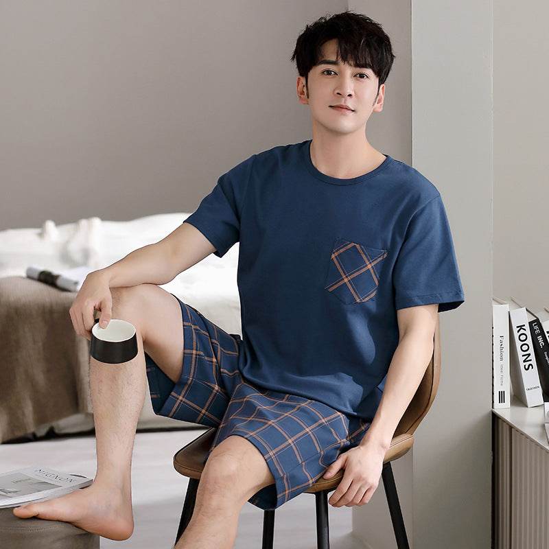 Pajamas Men's Summer Cotton Short Sleeve Shorts Suit  EX-STOCK CANADA