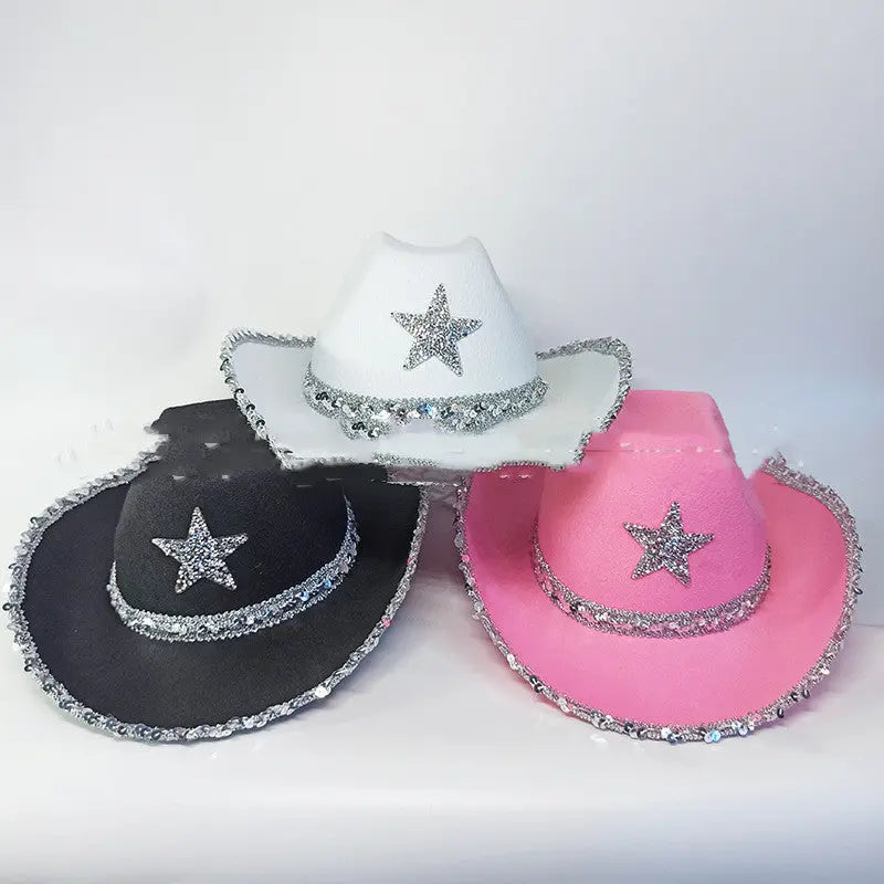 Party Black Bilateral Sequined Cowboy Hat - EX-STOCK Canada