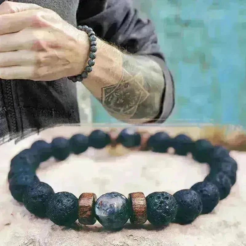 Personality Men's Black Volcanic Stone Bracelet - EX-STOCK CANADA