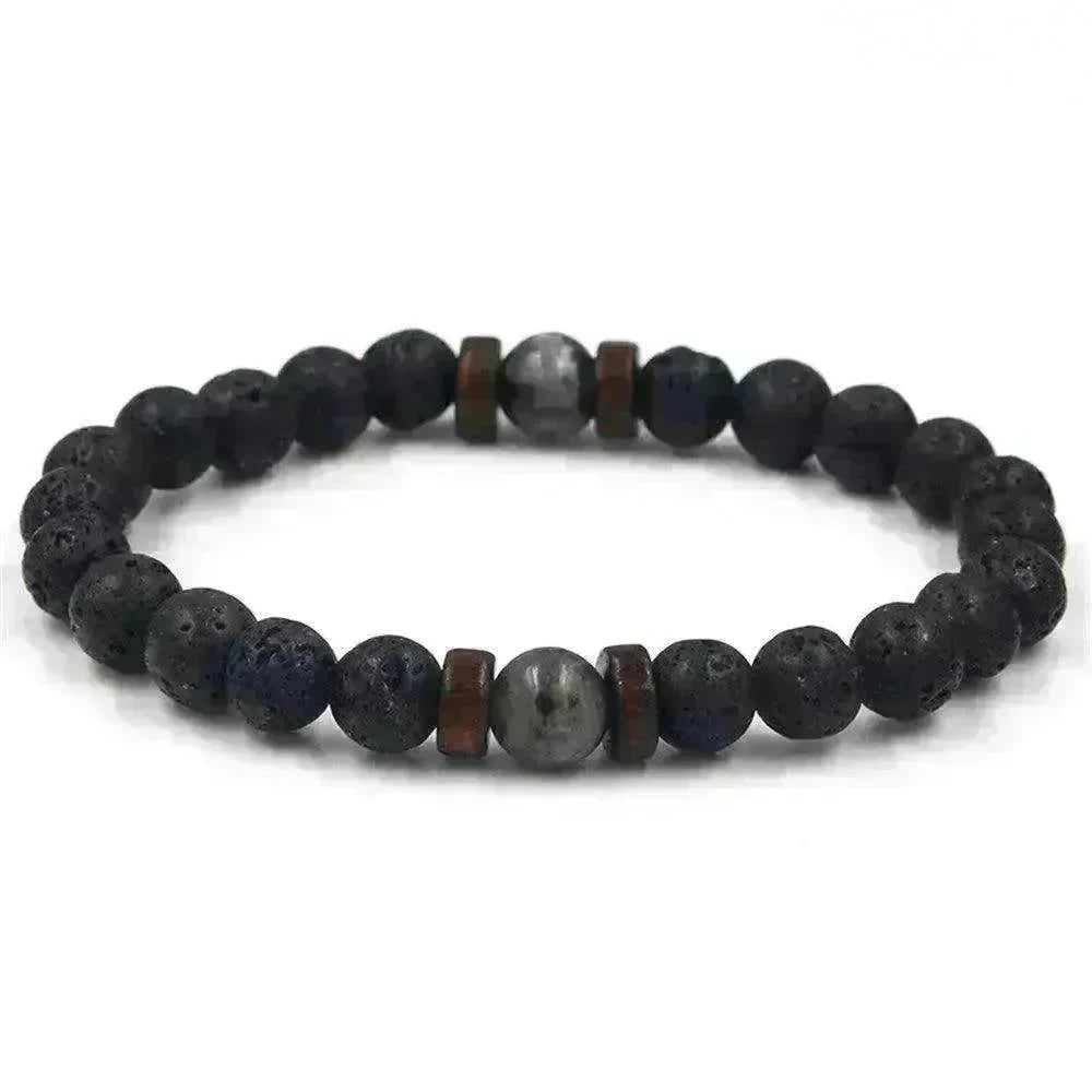 Personality Men's Black Volcanic Stone Bracelet - EX-STOCK CANADA