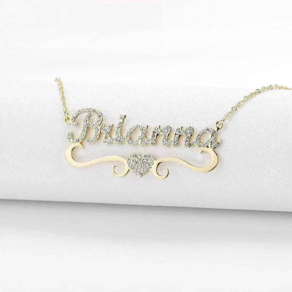 Personalized Name Heart Iced Out Pendants Necklace - EX-STOCK Canada