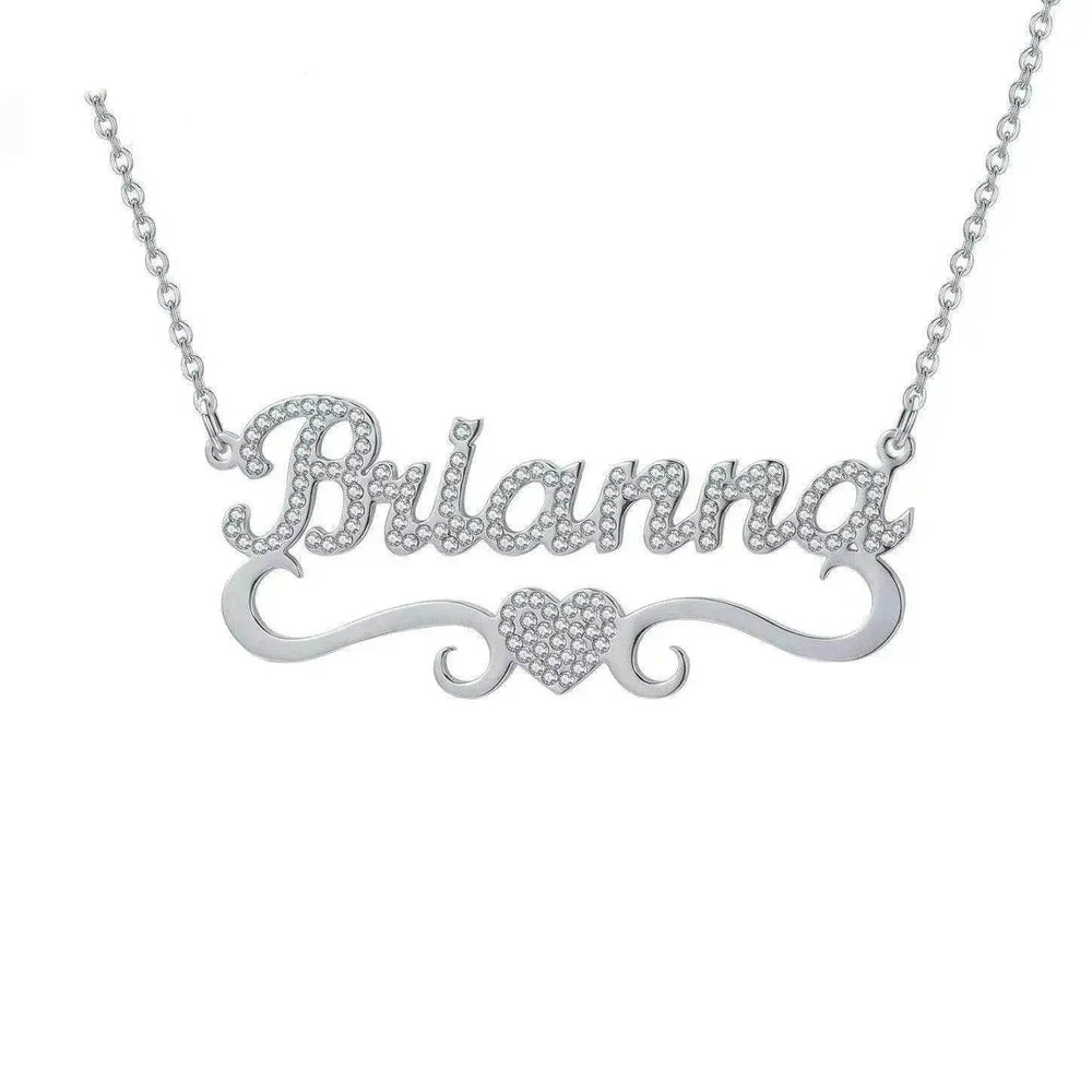 Personalized Name Heart Iced Out Pendants Necklace - EX-STOCK Canada