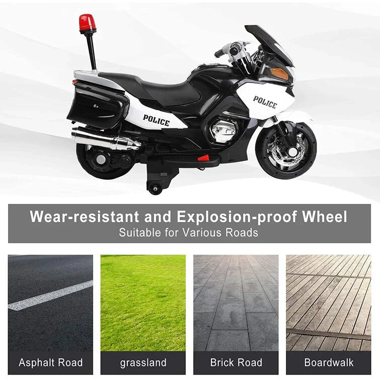 2026 24V Police 2 Seater Motorcycle with Rubber Tires 