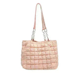 Plaid Down Handbags Large Capacity Bubble Tote Bag - EX-STOCK CANADA