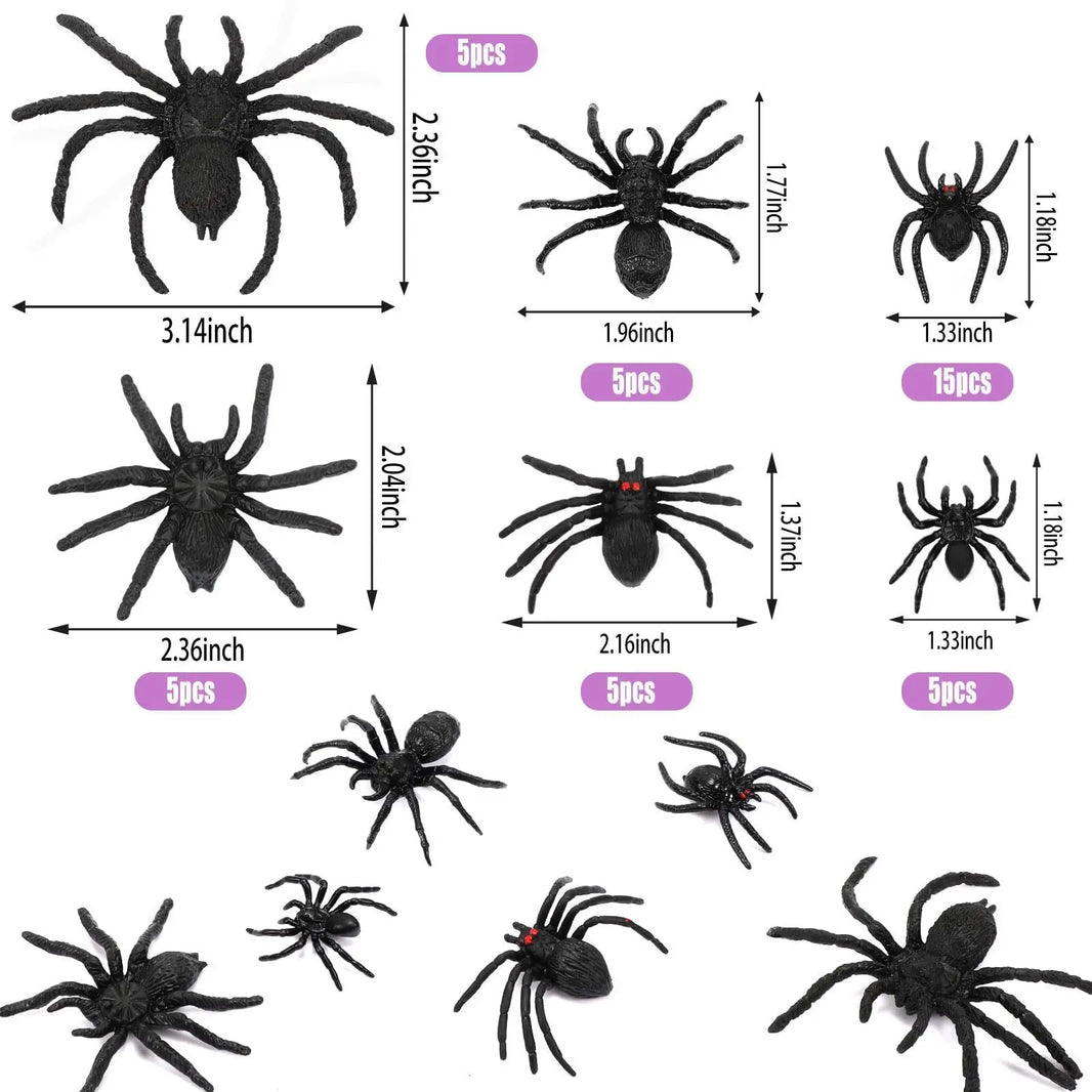 Plastic Spiders, 40 PCS Black Realistic Plastic Fake Scary Spiders Halloween Prank Props Halloween Spider Large And Small Fake Spider-Cannot Be Listed On Amazon Platform - EX-STOCK Canada