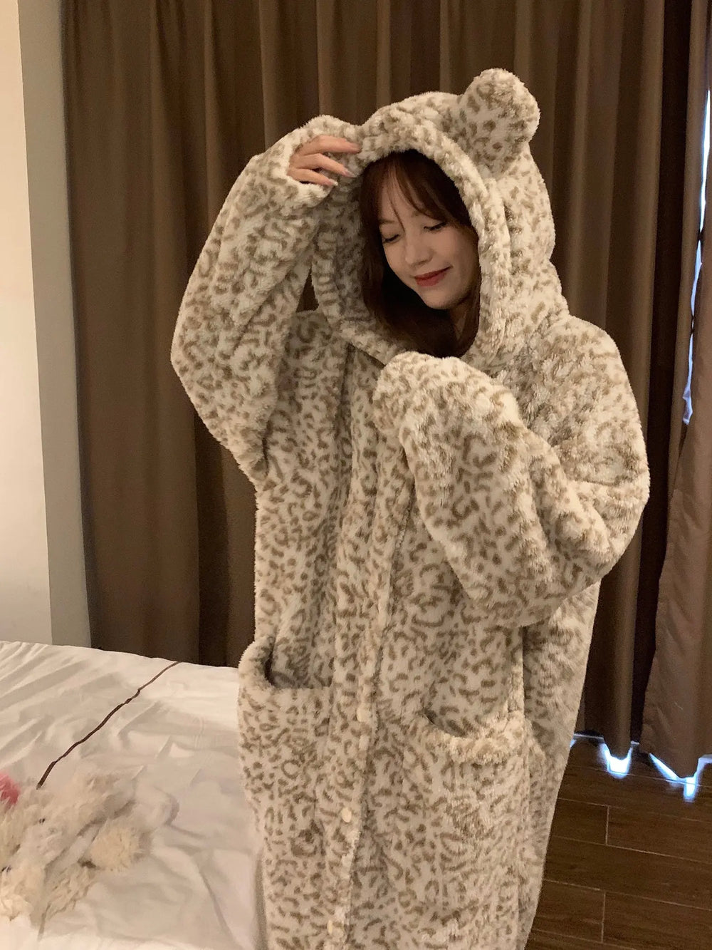 Plus Size Coral Velvet Pajamas Fleece Lined For Women Thick Night-robe - EX-STOCK Canada