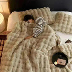 Polyester Carpet Rabbit Bubble Velvet Thickened Nap Quilt Blanket - EX-STOCK CANADA