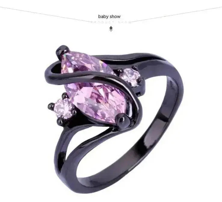 Popular Fashion Luxury Retro Purple Zircon CZ Color Crystal Ring Ladies Engagement Jewelry Stainless Steel Ring - EX-STOCK Canada