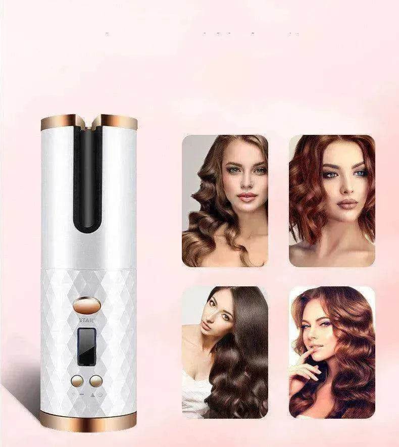 Portable LCD Hair Curler: Rechargeable, Ceramic, Auto Rotating - EX-STOCK Canada