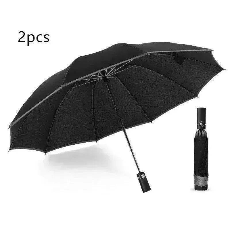 Portable Windproof Umbrella, 10Ribs Auto Close, Reflective for Safety - EX-STOCK Canada