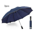 Portable Windproof Umbrella, 10Ribs Auto Close, Reflective for Safety - EX-STOCK Canada