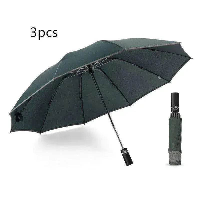 Portable Windproof Umbrella, 10Ribs Auto Close, Reflective for Safety - EX-STOCK Canada