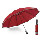 Portable Windproof Umbrella, 10Ribs Auto Close, Reflective for Safety - EX-STOCK Canada