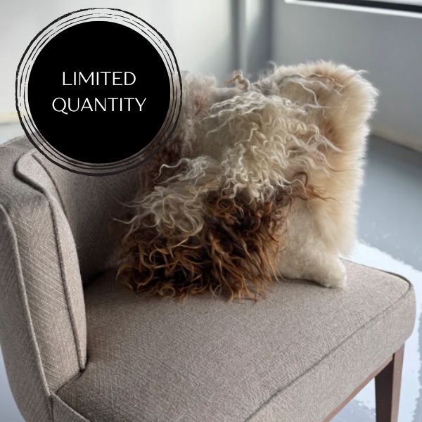 Mélange Sheepskin Pillow, curly wool 