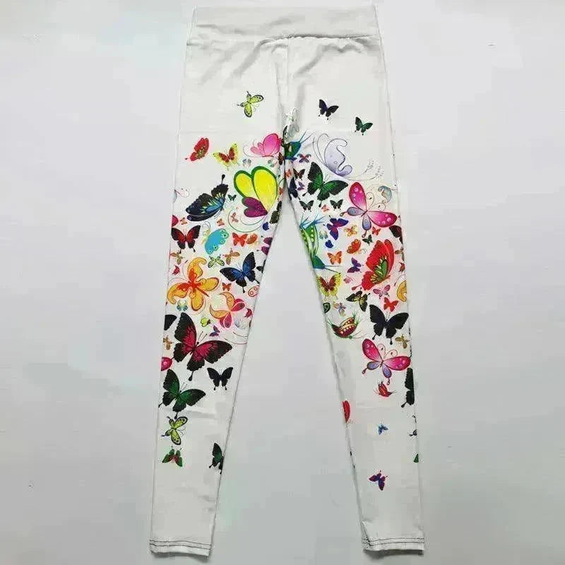 Printed Floral Butterfly Leggings High Waist Slim Yoga Pants Leggings - EX-STOCK CANADA