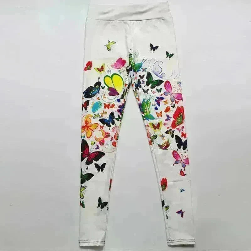 Printed Floral Butterfly Leggings High Waist Slim Yoga Pants Leggings - EX-STOCK CANADA