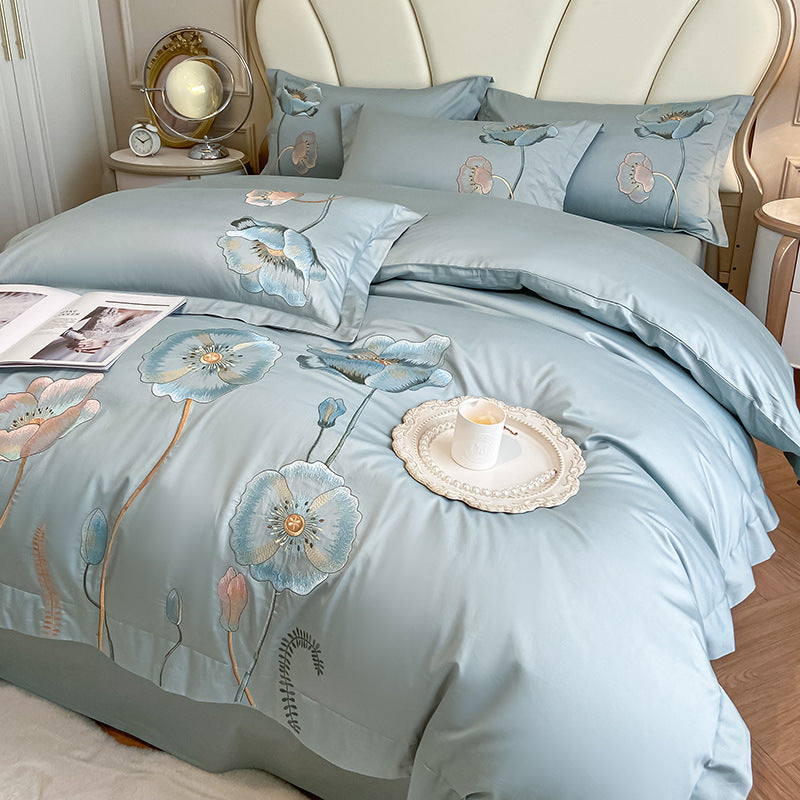 Pure Cotton Bed Sheet Duvet Cover Embroidered Long-staple Cotton Four-piece Set EX-STOCK Canada 