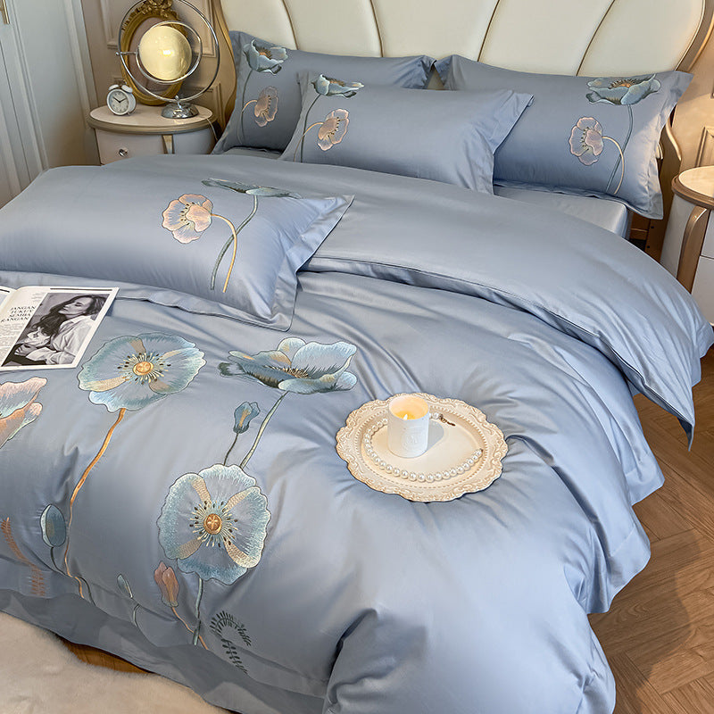 Pure Cotton Bed Sheet Duvet Cover Embroidered Long-staple Cotton Four-piece Set EX-STOCK Canada 