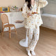 Pure Cotton Cartoon Long-sleeved Pajamas Set Letter Bear Homewear For Women - EX-STOCK Canada